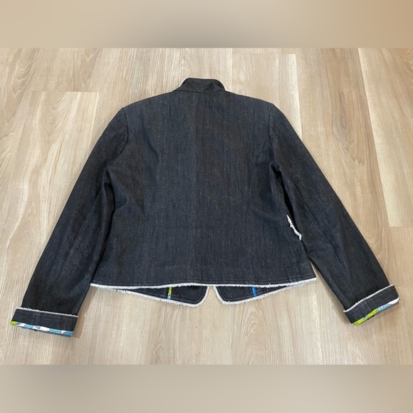 Della Spiga Vintage “weekend” Blazer w patterned accents & white stitch. Size 6 - Picture 5 of 14